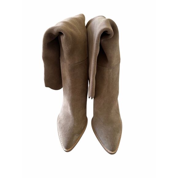 Steve Madden Croft Pointed Toe Boot Knee High Leather Size 6 Block Heel - Picture 4 of 7